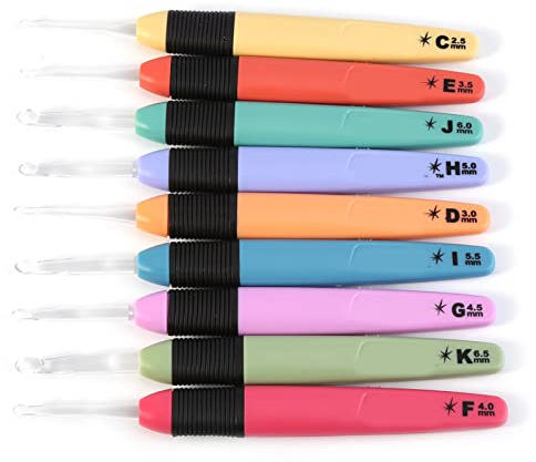 9-teiliges Häkelnadel-Set Mit LED-Licht, Farbcodiert, Beleuchtet, Zum Stricken, Nähen, Basteln, Werkzeug-Set Mit Ergonomischen Griffen