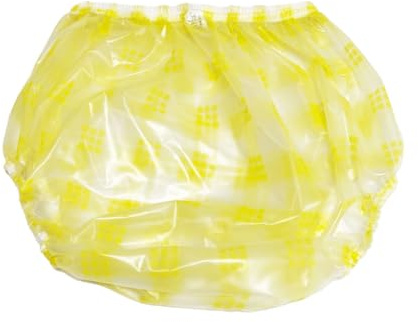 Haian Inkontinenzhose für Erwachsene, hohe Taille, Kunststoff, bedruckt, wasserdicht, 3er-Pack (L, gelbes Karomuster)