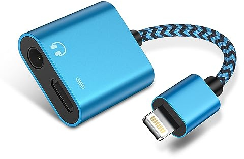 Gaef iPhone Headphone Adapter and Charging, 2 in 1 Lightning to 3.5 mm Headphone Jack Adapter for iPhone 14/13/12/11/XS/XR/X/8/7