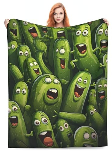 Coperta con sottaceti, regalo divertente per ragazze e donne, comoda coperta in pile con sottaceti in stile cartone animato, per cibo, leggera, super morbida, per adolescenti, bambini, biancheria da