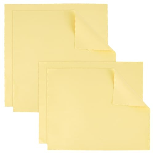 Beebeecraft 1 caja con 4 piezas de 2 estilos de paños de limpieza para joyas de plata oro latón y cobre rectangulares y cuadrados amarillos y pulidos.