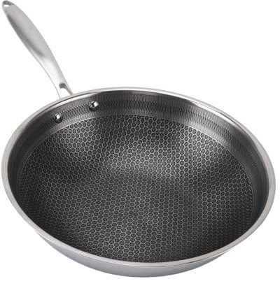 Padella Antiaderente in Acciaio Inossidabile, Padella a Induzione Adatta Al Forno, Padella Pressofusa Antigraffio, Padella per Crêpe in Acciaio Inossidabile, Padella a Nido D'ape