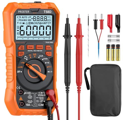 Proster Digital Multimeter 60000 Zählungen TRMS Auto Bereich NCV Detektor DC AC Spannung Strom Messgerät Temperatur Kapazität Widerstand Diode Durchgangsprüfer