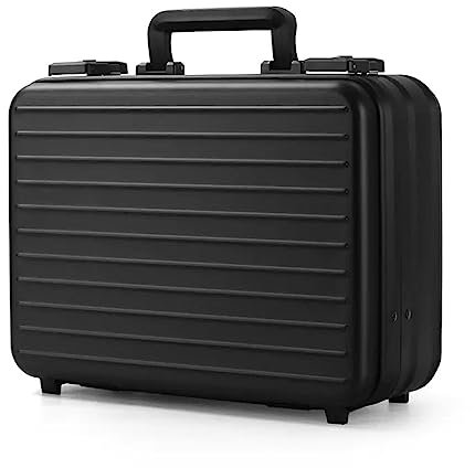 ZDHFFFUK Aluminium-Aktenkoffer, Metall-Werkzeugkasten, Laptop-Aktenkoffer, Familien-Medizinset, Bargeld-Handheld-Passwortkoffer (Farbe: Schwarz, Größe: 14 Zoll)