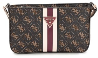 GUESS Noelle Mini borsa a tracolla con zip, Logo marrone, One Size, Noelle Mini Top Zip Spalla