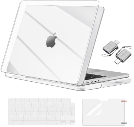 MOSISO Compatible with MacBook Pro 14 inch Case 2026-2021, Crystal Clear | Hard Shell Cover for M5 M4-M1 A3427 A3426 A3434 A3112 A3185 A3401 A2918 A2992 A2779 A2442&Keyboard Cover&Screen Film&Type C