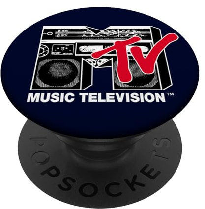 MTV Logo 80's Style Black And White Boombox PopSockets Klebender PopGrip