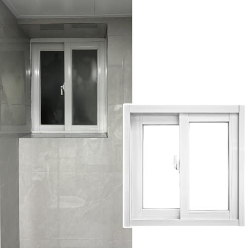 Finestre Finestra di Ventilazione in Alluminio per Bagno, Finestre Scorrevoli a Filo per Ristoranti, Scuole, Teatri, Finestre Sostitutive con Vetro Temperato e Zanzariera(WxH 50x65cm(19.7x19.7in))
