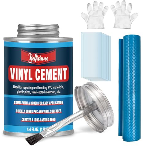 Vinyl Cement, Vinyl Glue for Inflatables, Waterproof Vinyl Adhesive, High Strength PVC Cement, Vinyl Repair Kit Glue for a Variety of Pool Liners, Tarps, Hot Tubs, Air Mattresses (4.4 oz.)
