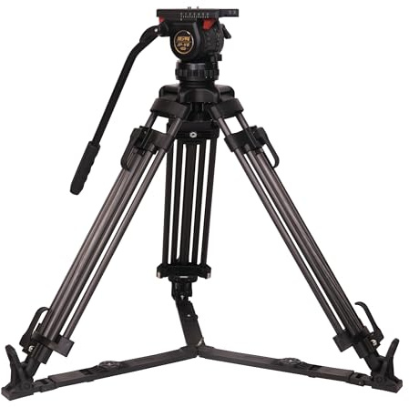 JIEPAI JP-V8T PRO 8kg 70 Carbon Fiber Tripod Professional Video Camera Tripod kit w/Fluid Head 75mm Bowl JP-V8L Aluminum Video Tripod (JP-V8L Aluminum)