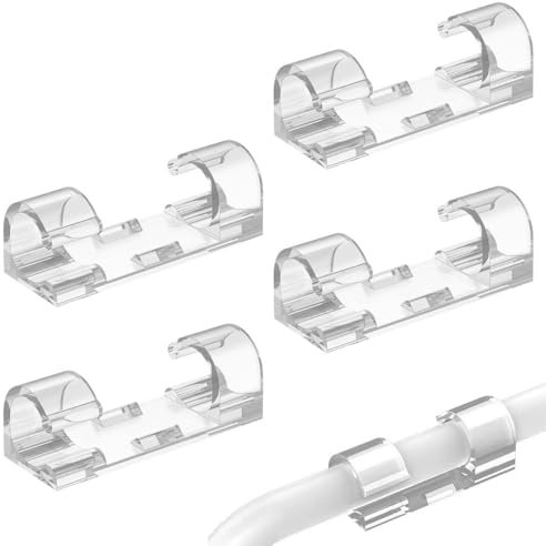 HZXINYI 40 PCS Cable Clips - Self Adhesive Cable Management Clips Cable Wire Holder Plastic Organizer Cord Clips for Home Office Car Desktop PC TV Computer Cable Management (Transparent)