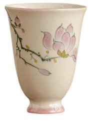 45Ml/1.5oz hand-painted magnolia high-foot cup, personal ceramic tea cup - Flower God Cup [Simplified]