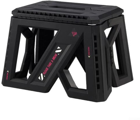 Sgabello pieghevole da esterno con design compatto, ideale per viaggi in campeggio e soluzioni di archiviazione di piccoli spazi (nero)