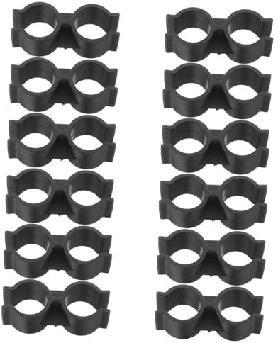 Zerodeko Double Port Pipe Clamp Fasteners Easy Installation Plastic Clips 12pcs with Double Clamp Design for Angles and Rods Suitable for Warehouse and Supermarket Shelf Connectors