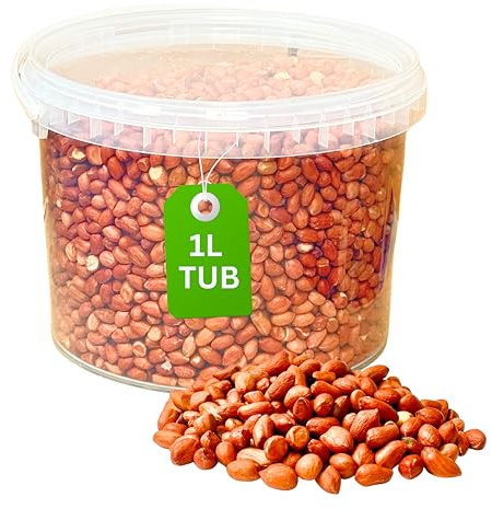 Premium Peanuts Whole Wild Bird Food, Nuts Food for All Species, Natural High Energy Feed, No Mess Bird Food for All Birds (1L Tub, Peanuts Whole)