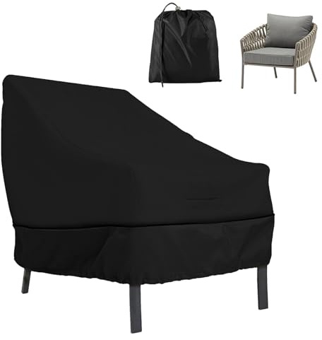 CAAGGMM Coprisedia Impilabile da Giardino, 80 x 85 x 91 cm Coprisedia da Esterno, Copripoltrona da Giardino, Tessuto per Mobili da Giardino, per Poltrone, Sedie da Balcone, Nero