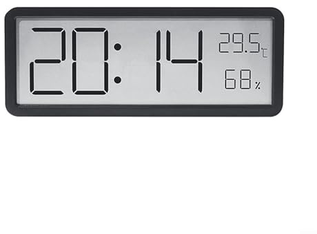 URPIZY LCD Digitale Wanduhr LED Anzeige Temperatur- und Feuchtigkeitsanzeige USB oder Batterie Zeit- Datum- und Wochenanzeige Modernes ABS-Design Für Zuhause Büro Tisch oder Wand(black)