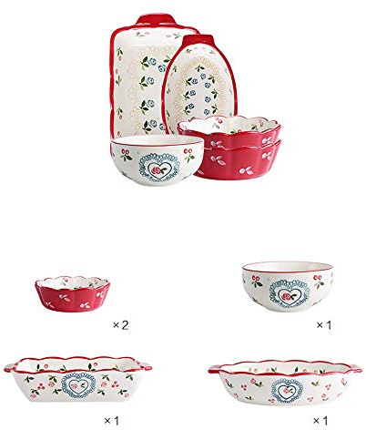 GIQKDZNUO Elegante Set di stoviglie, Piatti, Ciotole, Set di stoviglie con Smalto reattivo, Piatti, Ciotole, Piatti e Ciotole per Uso in Camper e Picnic, A