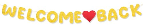 HJZHII Welcome Back Girlande,Glitzer Willkommezn Zurück,Herzlich Willkommen Girlande Banner Schule Saison Schulbanner für Schuldekoration Klassenzimmer Dekoration Familie Aktivitäten Deko Einschulung
