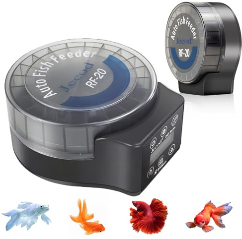 Comedero automático para peces para acuario, comedero automático para acuario, 140 ml, alimentación automática de peces con temporizador, dispensador de alimentos para acuarios con control ajustable
