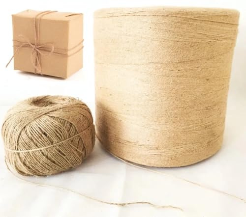 50m Natural Jute Twine String 2ply Thread Thick Ribbon For Arts & Craft, DIY Gift Warpping, Wedding Embellishments Florist Decor, Brown Shabby Rustic Vintage Look