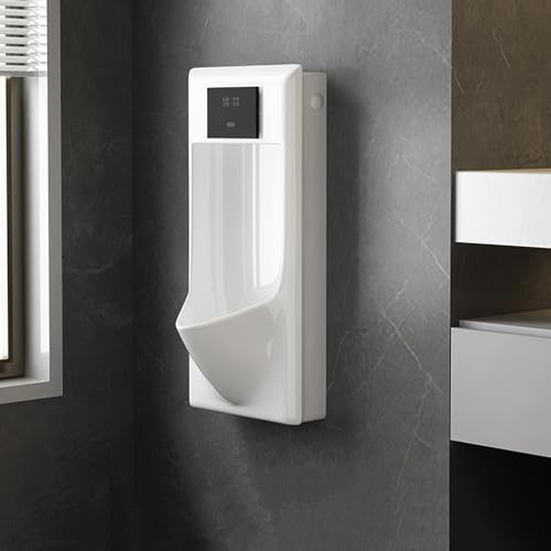 Orinatoio in ceramica con sensore automatico per uomo, montaggio a parete, a prova di fuoriuscite, per bagni commerciali, hotel, bar, servizi igienici esterni, finitura bianca