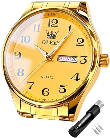OLEVS Herrenuhren Leicht zu lesen Armbanduhr mit Edelstahlband wasserdichte Kalender