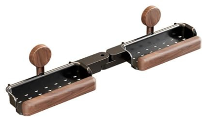 Homeponnew Étagère de rangement de salle de bain avec ventouses, étagère murale pour robinet pour organisateur d'évier, design en bois de noyer et aluminium anodisé, pas de perçage nécessaire (A)