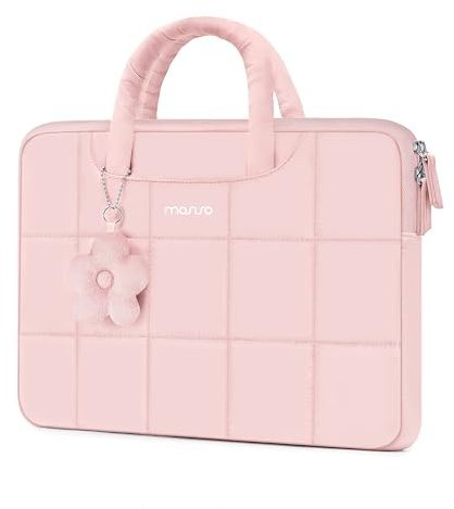 MOSISO Laptopfodral 14 tum, 14 tum puffigt laptopfodral, rosa