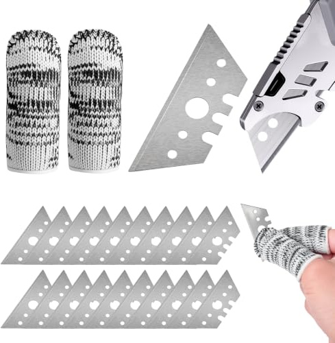 XRVRILE 20 Pezzi Lame per Cutter con Foro,52 x 19 x 0,6 mm Lame Trapezoidali Lame per Taglierino Lame Di Ricambio Multiuso,Accessorio per Cutter Set di Lame per Tagliare Pelle,Tappeti e Cartone Spesso
