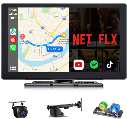 9 Carplay Screen, Built-in Net-flix, YouTube, TikTok and other Apps | Car Screen for Apple CarPlay & Android Auto, Car Tablet ,Rear View Camera, Navigation, Bluetooth, Voice Control, OTA, 2+32GB