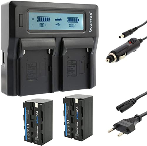Blumax 2X Akku für NP-F750-4400mAh + Dual Ladegerät