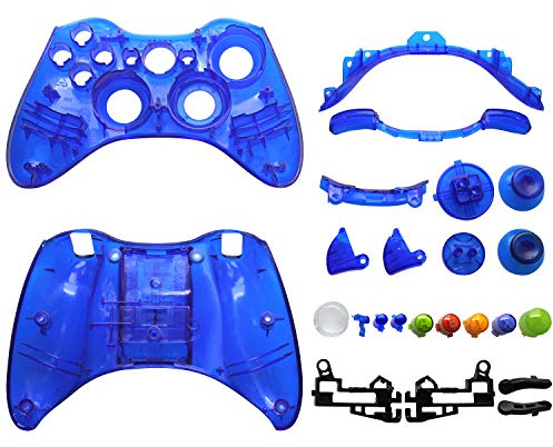 OSTENT Replacement Case Shell & Buttons Kit for Microsoft Xbox 360 Wireless Controller - Color Blue