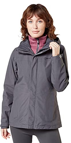 Berghaus Women's Maitland Gemini GORE-TEX® 3-in-1 Jacket with Removable Fleece Midlayer & Adjustable Hood, Waterproof (UK, Numeric, 14, Regular, Regular, Grey)