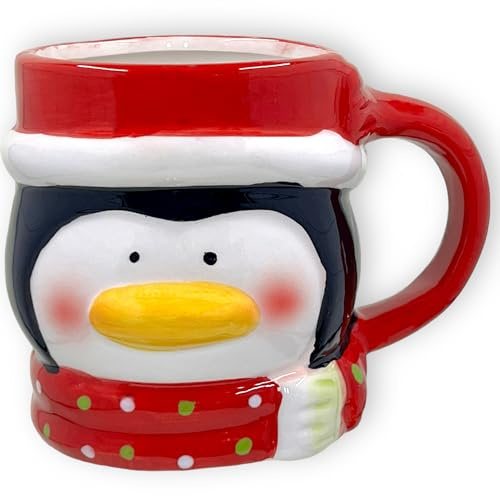 MIK funshopping Weihnachtstasse | Hochwertige Keramik-Tasse mit weihnachtlichem Design | Ideal für Heiß- & Kaltgetränke | Pinguin 350ml