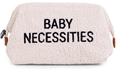 CHILDHOME, Toalettväska för baby/barn, vattenavvisande, rymlig, dragkedja, baby, förnödenheter, teddy ecru