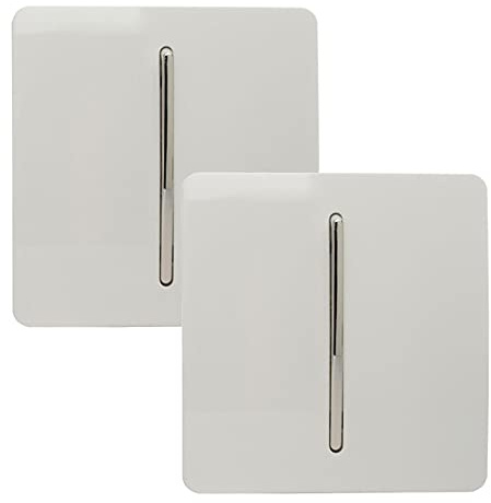 Trendi - Interruptor de luz táctil de 1 banda, 2 vías, artístico, moderno, brillante, 10 amperios, color blanco hielo (paquete de 2)