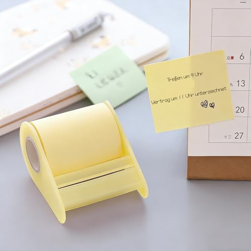 Haftnotizen Rolle Selbstklebende Sticky Note Klebezettel mit Abroller Büro Hause Haftnotizzettel Abreißbare Notizblöcke Einfarbige Haftnotizen Anpassbarer Länge Postit für Schule Kinder Lehrer Reise