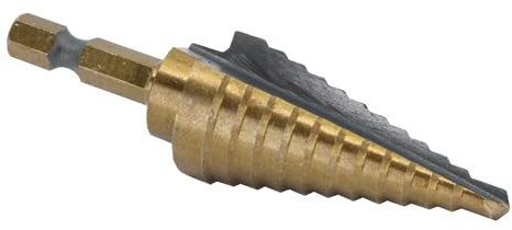 Drill America #4 HSS Black & Gold Step Drill Bit with Quick Change Hex Shank (3/16 - 7/8 by 1/16)