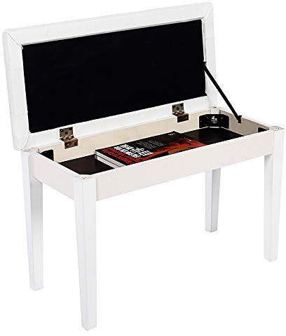DRSM Soft Piano Hocker Keyboard Hocker Klavierhocker aus Holz Zwei-Personen-E-Piano Hocker Guzheng Hocker mit Bücherregal Leder gepolsterten Sitz Gepolsterter Sitz (Wei? 75x34x50cm)