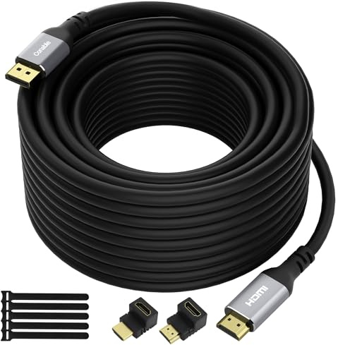 Cable DisplayPort 4K a HDMI de 50 pies, cable DP activo unidireccional a HDMI, cable resistente de 24 AWG, HDR, Ultra HD, soporta 4K a 60Hz, 2K a 120Hz, 1080P para HDTV, monitor, proyector, 50 pies
