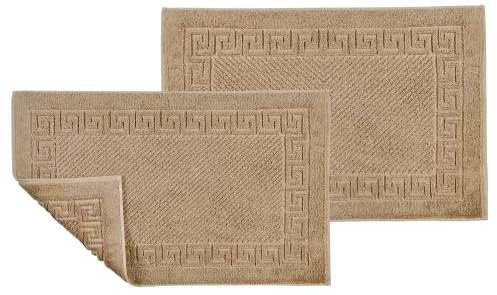 ASTREA TEXTILES Tappetino da bagno per bagno, 100% cotone, set di 2 pezzi (marrone chiaro)