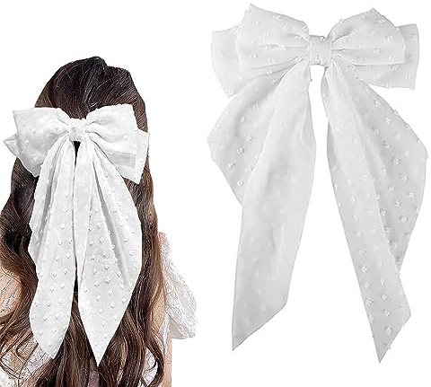 USTNIR Braut Haarschleife Schleier Weiße Schleife Schleier Haarspangen Perlen Tüll Schleier Brautschleier Für Junggesellinnenabschied Abendessen Hochzeit Haarschmuck