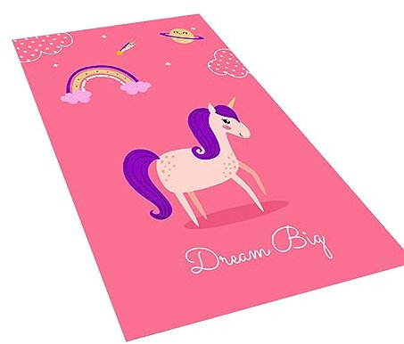 YATOLA Teppiche für Wohnzimmer Schlafzimmer Esszimmer Kinderzimmer Kurzflor Spielteppich Kinderteppich Teppich Spielmatte Weicher Teppiche für Mädchen Zimmer Tier Einhorn Rug (Rosa, 80x160cm)