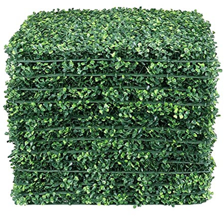 12PCS Artificial Leaves Hedge Panels Hedge Wall Panels Artificial Grass Backdrop Wall 40 X 60cm 4cm Green Grass Wall for Decor Privacy Fence Indoor Outdoor Garden (Drak Green, 12 Pcs)