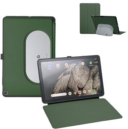 Penoval Silikonhülle für das Google Pixel Tablet 11 Zoll (2023), Grün | Verstellbarer Betrachtungswinkel, mit der Lautsprecher-Ladestation kompatibel, leicht zu transportieren, stoßfest und schlank