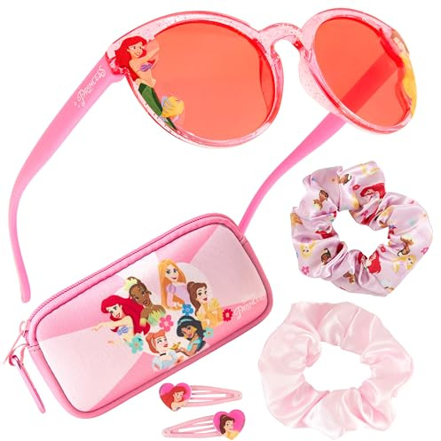 Disney Sonnenbrille Kinder Set mit Sonnenbrillen Etui, Scrunchies & Haargummis Mädchen