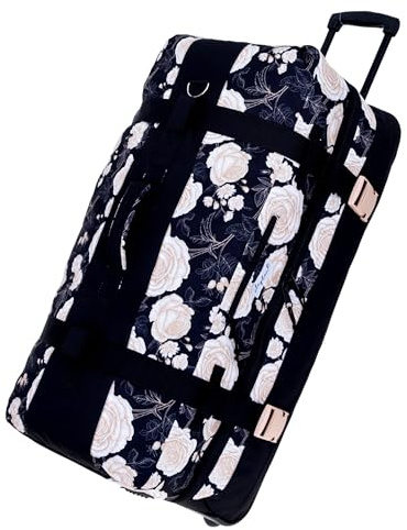 Elephant Trolley Reisetrolley Travel Tasche XXL 82 cm 13026 Black Flower | Reisetasche 2 hauptfächer Gepäck 120 Liter Trolly Herrn Damen Tasche Schullandheim Weichgepäck Schiffsreise