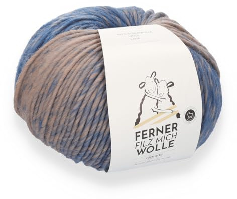 Ferner Wolle Filz Mich, Filzwolle mit Farbverlauf, 200g, 100% Wolle, für zwei gleiche Filzschuhe, mit Trennfaden, strickfilzen, stricken und filzen in der Waschmaschine (F2052)