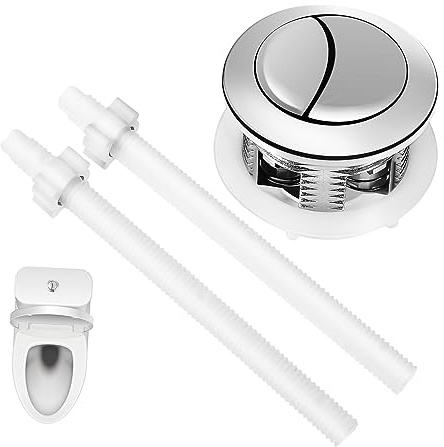 WOONEKY Botón Pulsador Doble para Inodoro de Cabeza Redonda de Material PP Instalación Fácil y Longitud Ajustable, Repuesto Adecuado para Cisterna de Baño Color Aleatorio